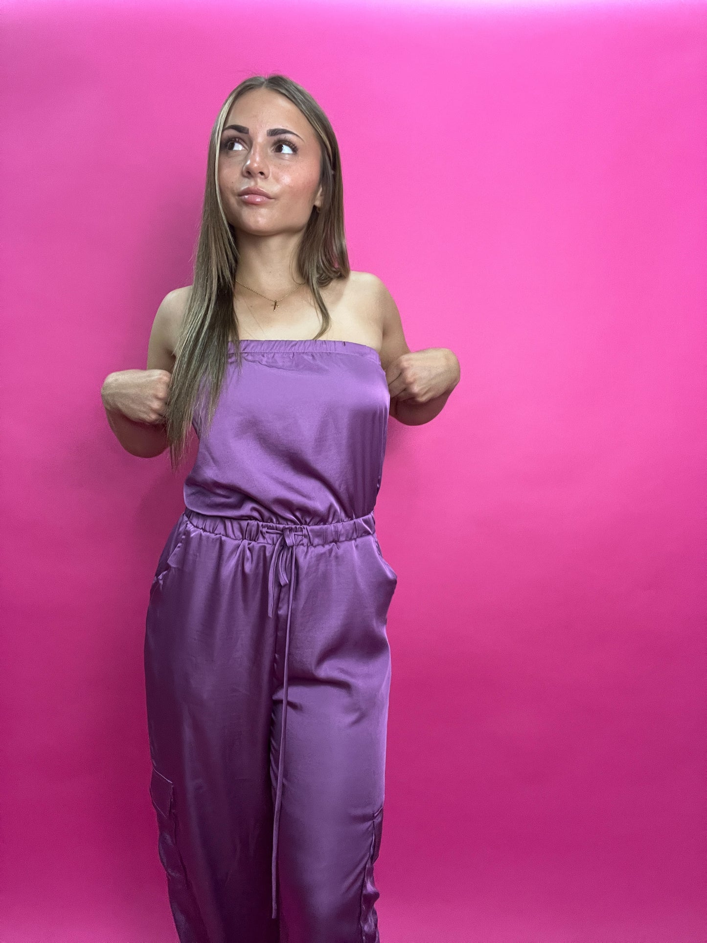 Silvia Satin Purple Jumpsuit