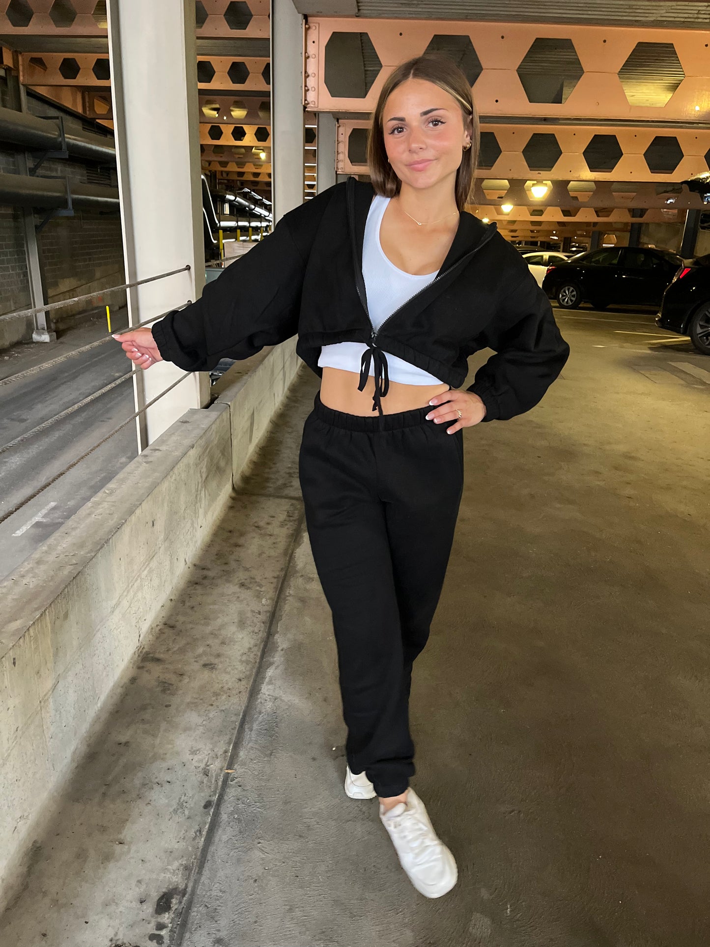 So Fetch Cropped Zip-Up in Black