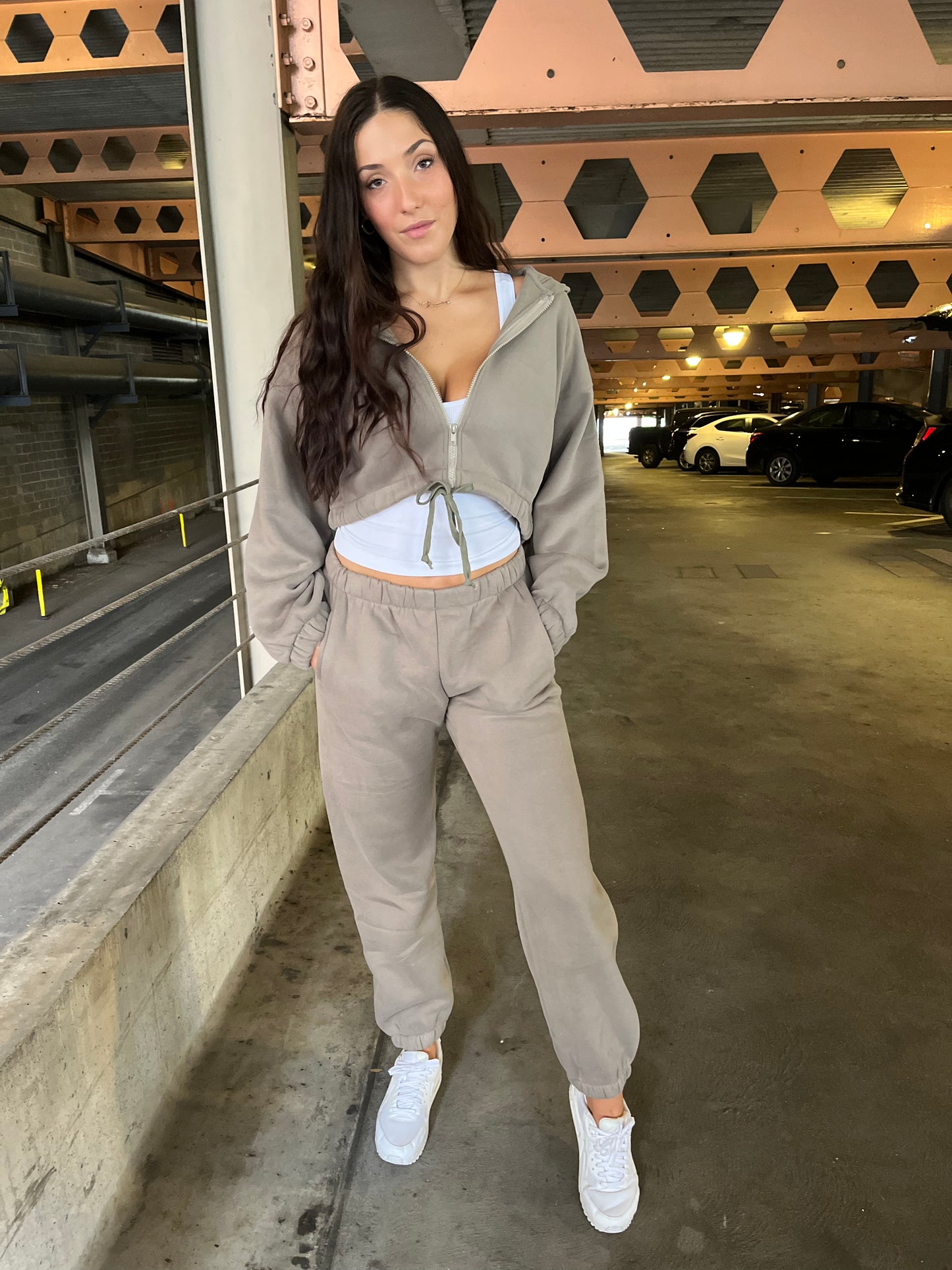 So Fetch Cropped Zip-Up in Grey