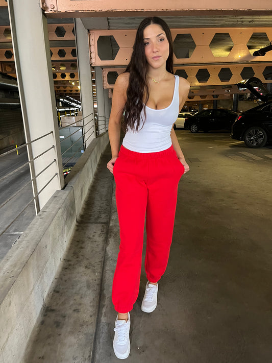 So Fetch Sweatpants in Cherry Red