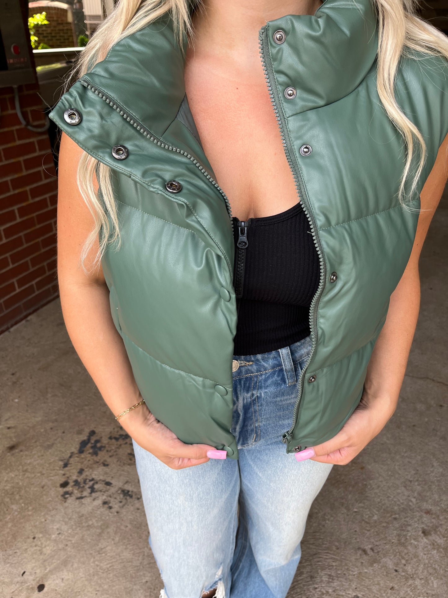 Chillin' Leather Vest in Green
