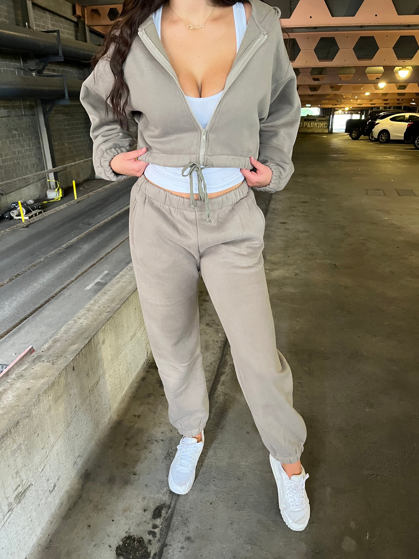 So Fetch Cropped Zip-Up in Grey