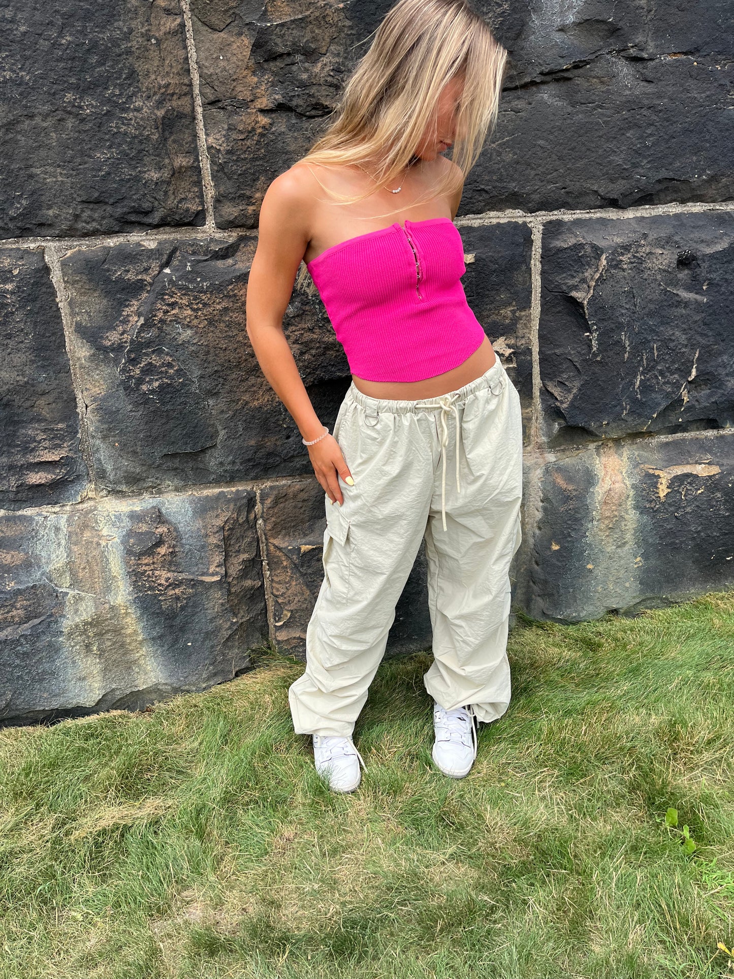 Full Of Sass Parachute Pants in Stone