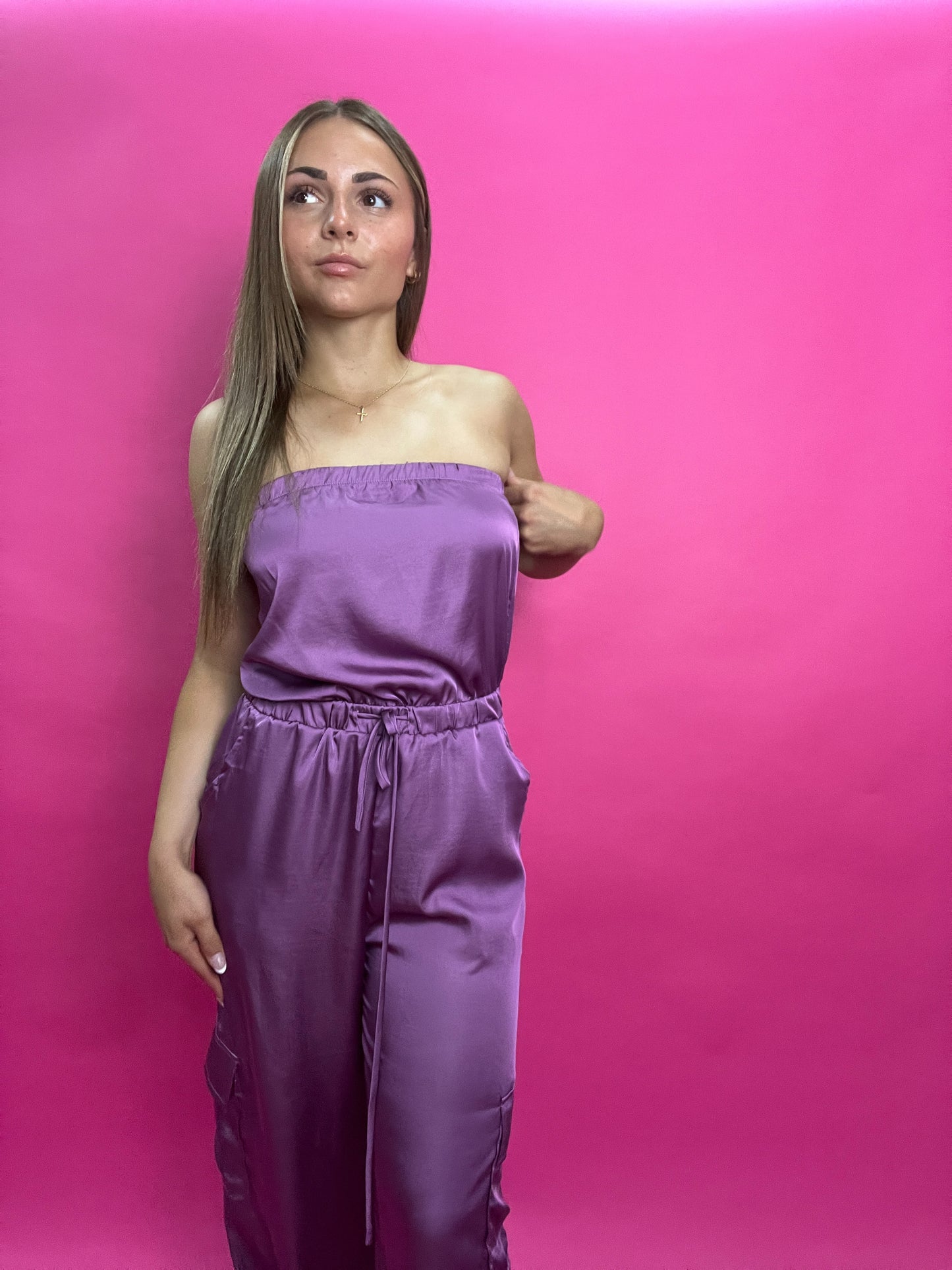Silvia Satin Purple Jumpsuit