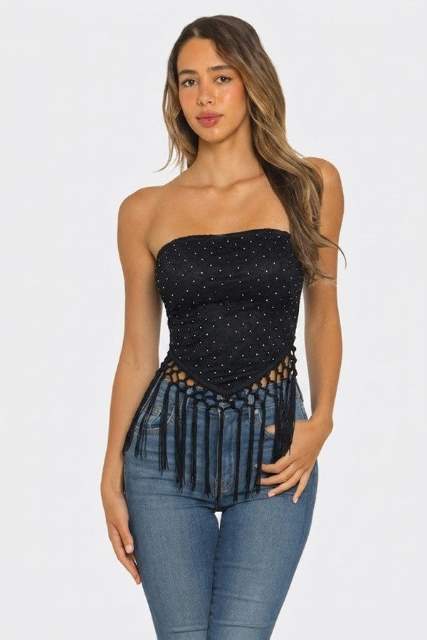 Lead W/ Love Bandana Top in Black