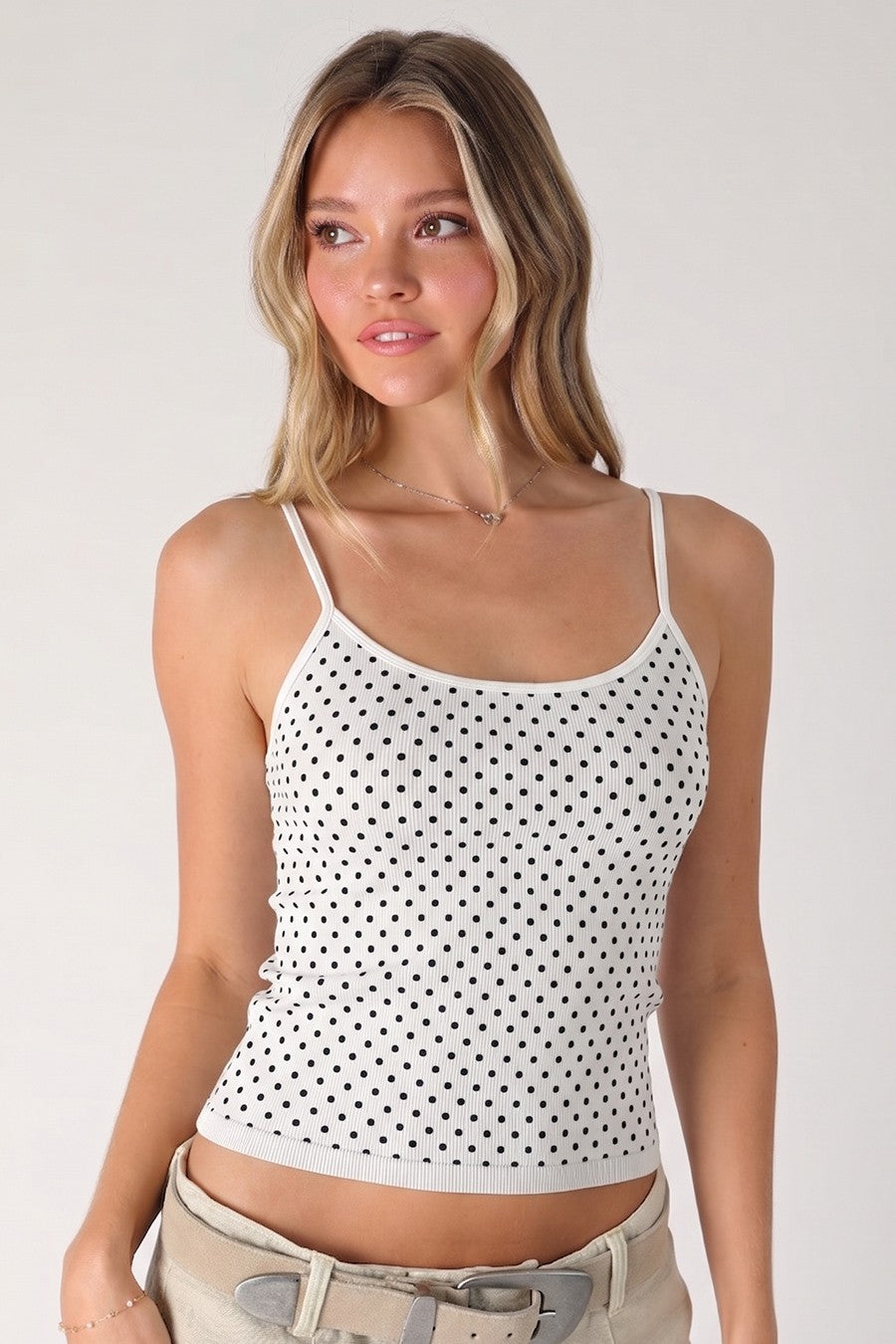 Piece Of Cake Polka Cami in White