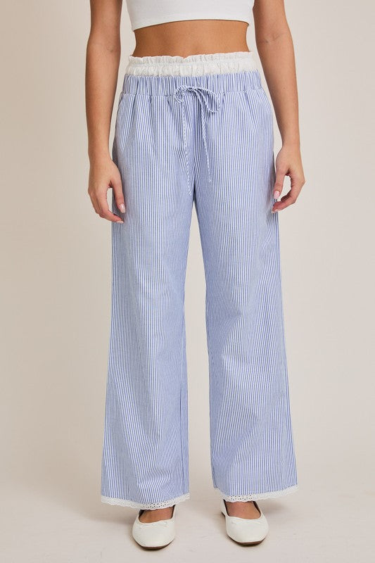 Speak Nice Waistband Pant in Blue