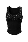 Studded Silver Tank in Black