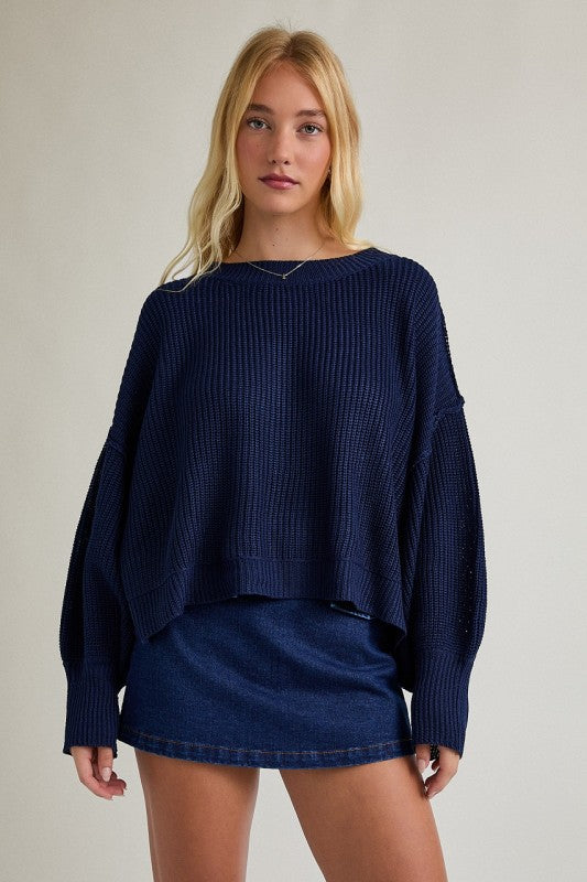 Sugar Talking Sweater in Navy