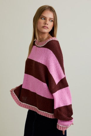 Thick Pinkish Striped Sweater