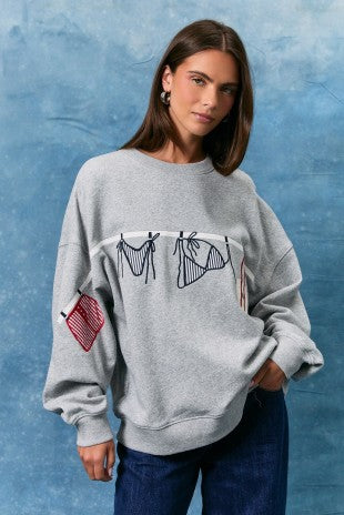 USA Laundry Line Crewneck in Grey