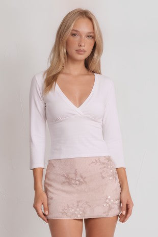 V-Neck Flare Top WHITE